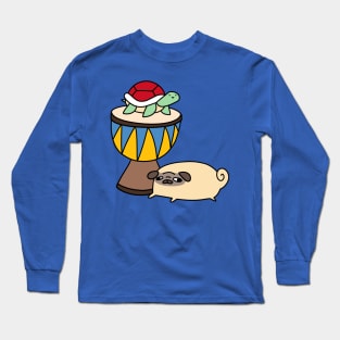 Djembe Turtle and Pug Long Sleeve T-Shirt